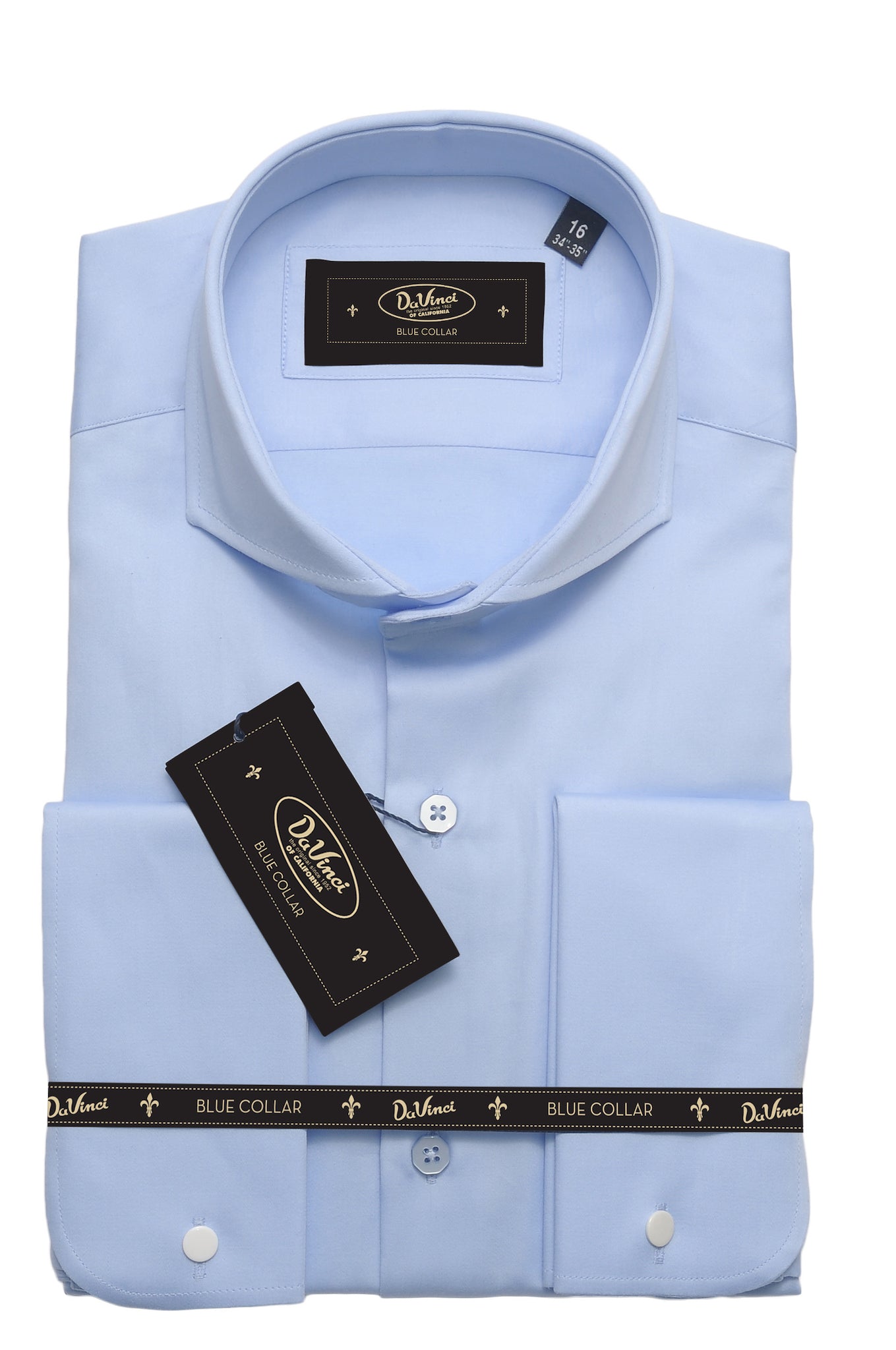 Da Vinci Blue Collar | Regular Collar Pattern shirt 15 / White Pattern / 100% Cotton Da Vinci Blue Collar | Regular Collar Pattern shirt 15 / White Pattern / 100% Cotton