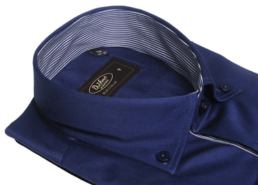 Long-sleeve Button Down Collar shirt | Navy Cotton