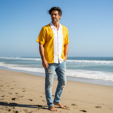 Laverne Men’s Camp Shirt | Two Tone Panel Design | Da Vinci California