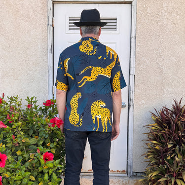 Leppard Men’s Camp Shirt | Allover Cheetah Print | Da Vinci California