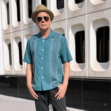 Gambino Grand Men’s Camp Shirt | Front Panel Chainstitch Embroidery | Da Vinci California