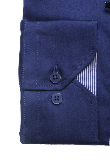 Long-sleeve Button Down Collar shirt | Navy Cotton
