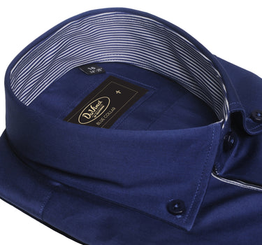 Long-sleeve Button Down Collar shirt | Navy Cotton