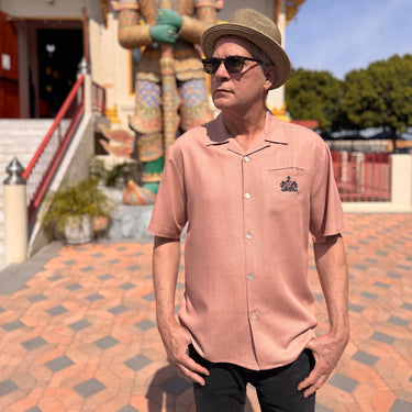 Wicks Men’s Camp Shirt | Crest Embroidery Detail | Da Vinci California