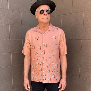 Telefunken Men’s Camp Shirt | Retro Geometric Print | Da Vinci California