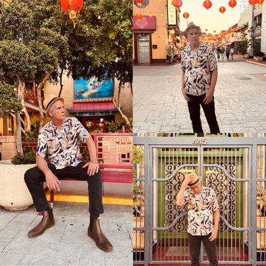 Belardo Men’s Camp Shirt | Tropical Leaf Print | Da Vinci California