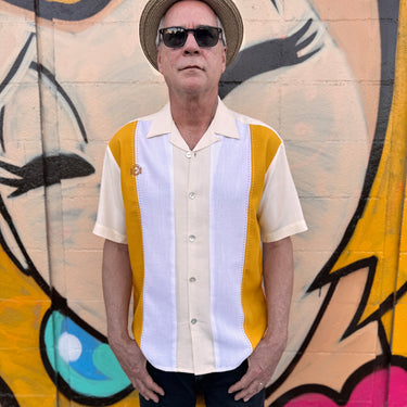 Luca Men’s Camp Shirt | Color Block Panel Design | Da Vinci California