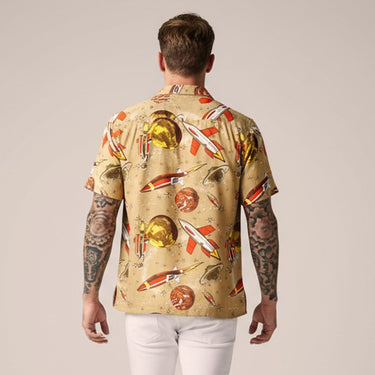 Retro Rocket 2.0 Men’s Camp Shirt | Allover Rocket Print | Da Vinci California